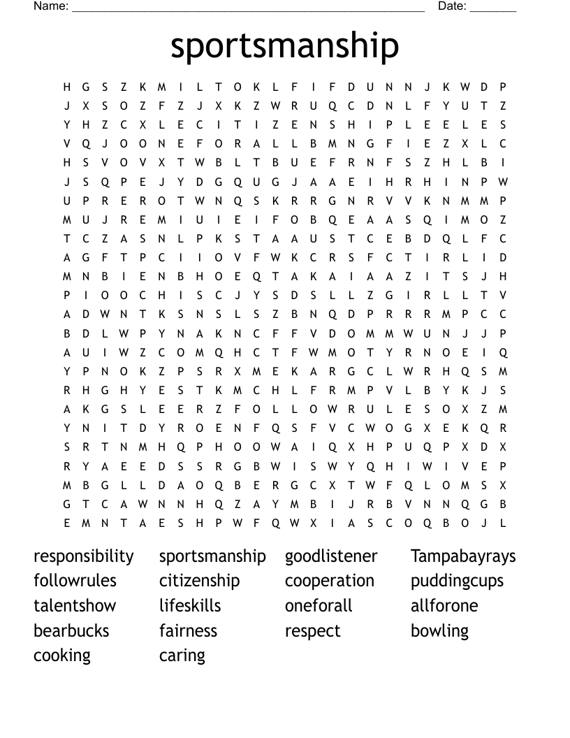 sportsmanship Word Search