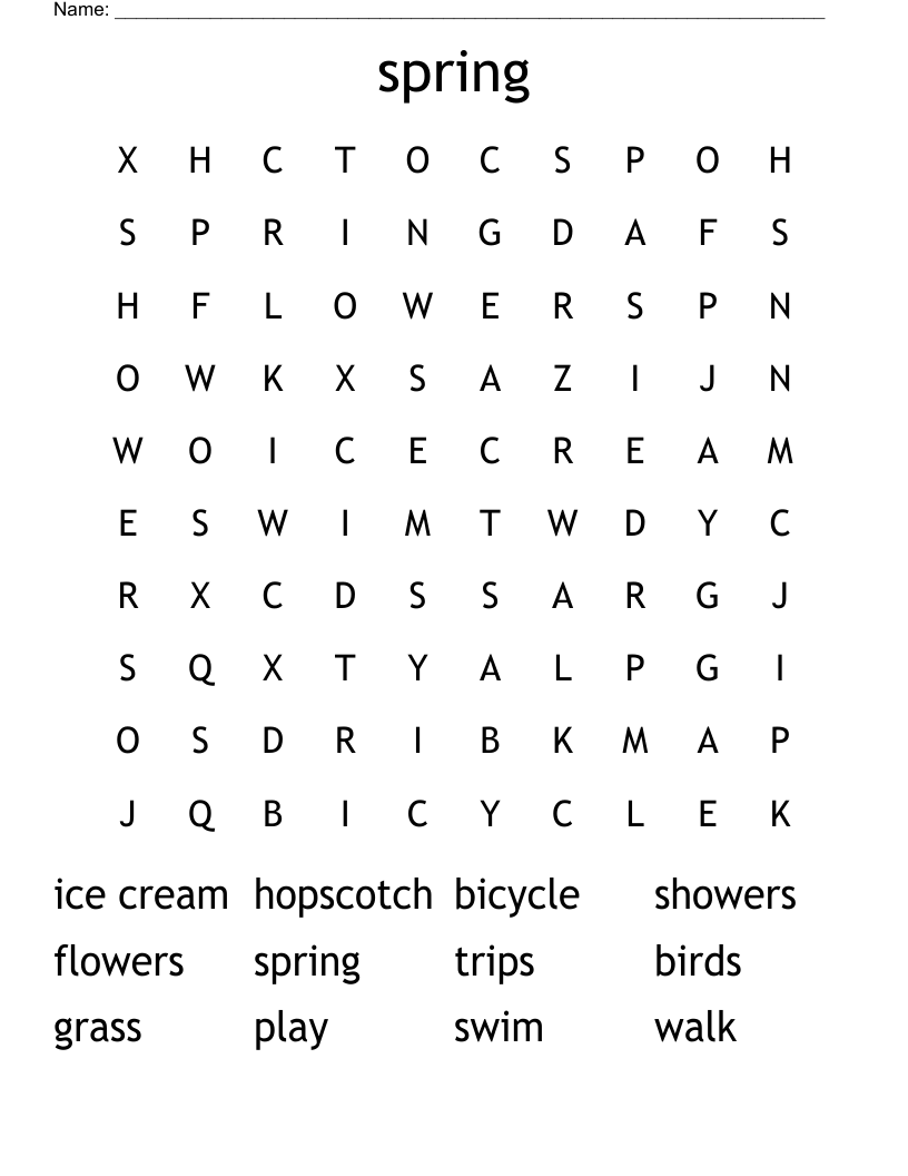 spring Word Search