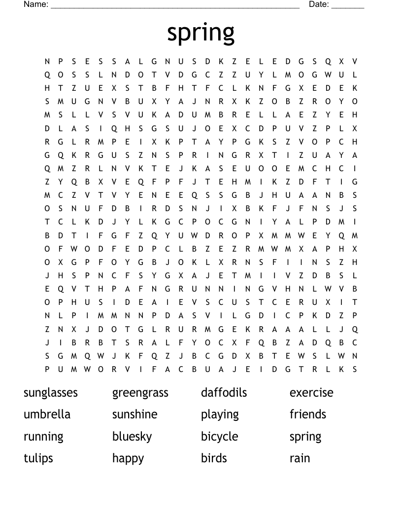 spring Word Search