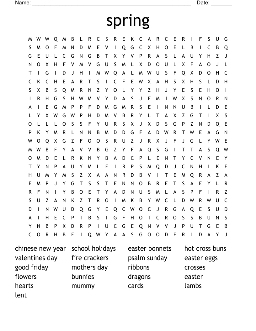 spring Word Search