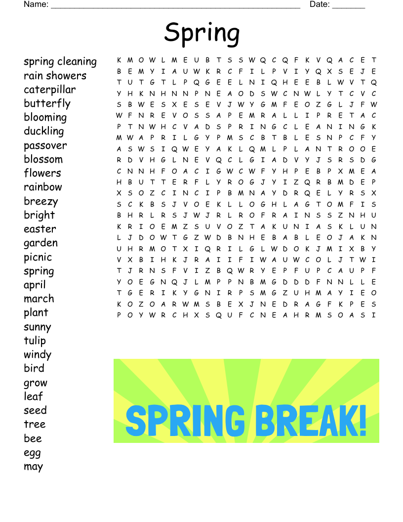 Spring  Word Search