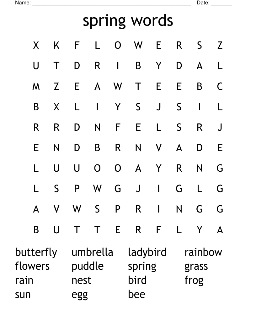 spring words Word Search