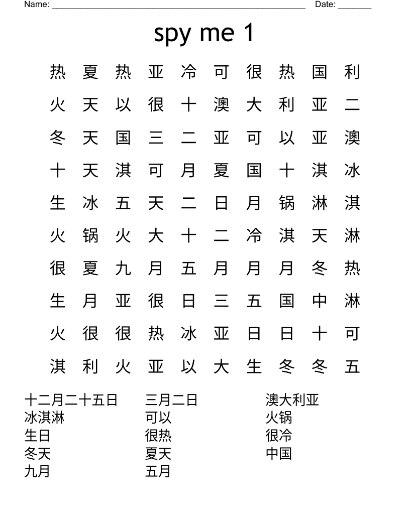 spy me 1 Word Search