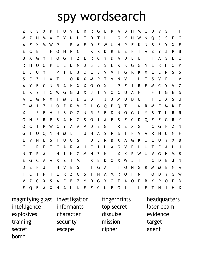 spy wordsearch