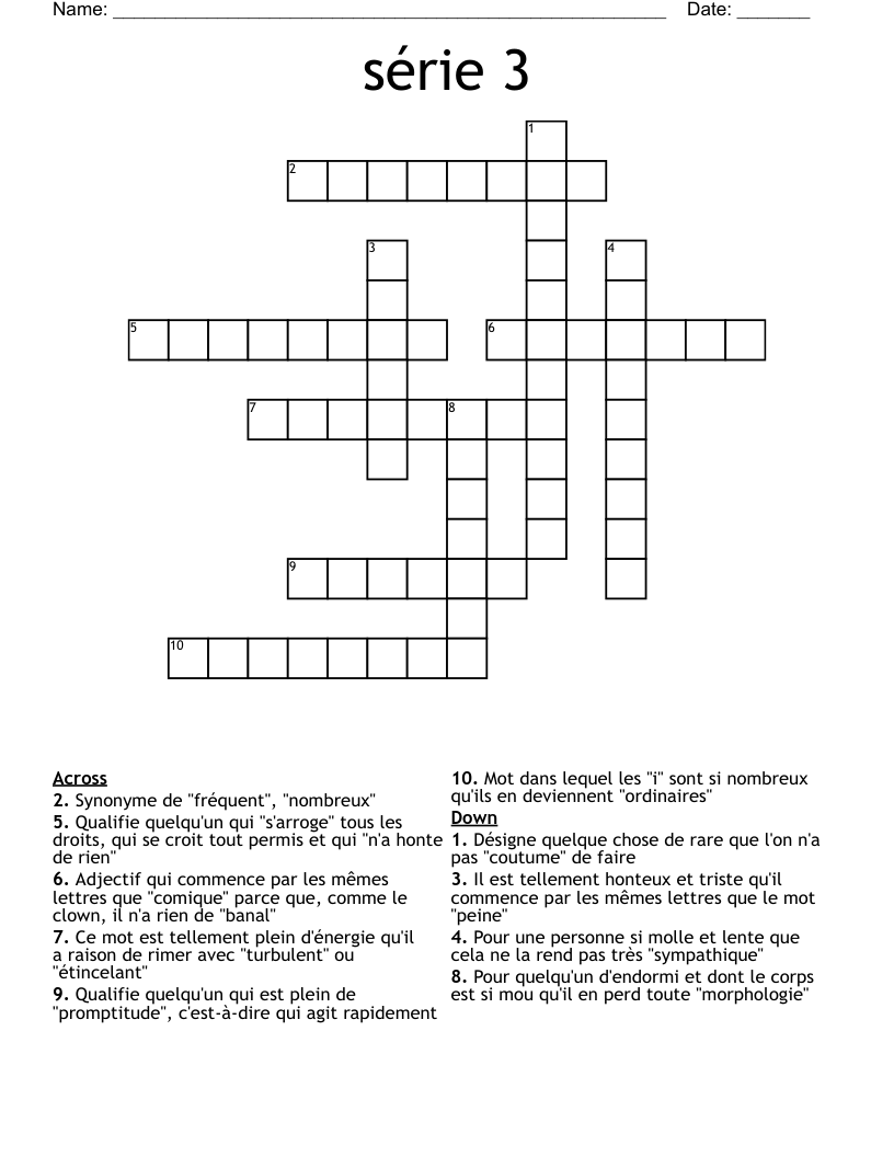 série 3 Crossword