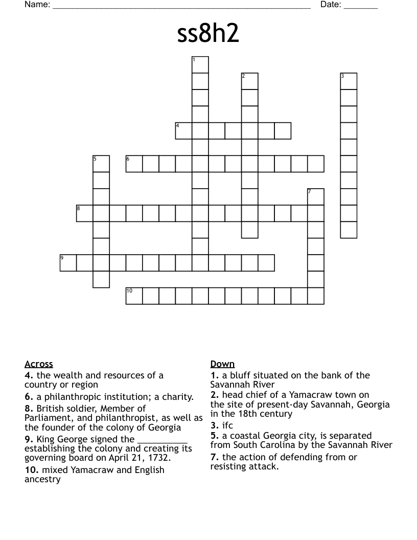 ss8h2 Crossword