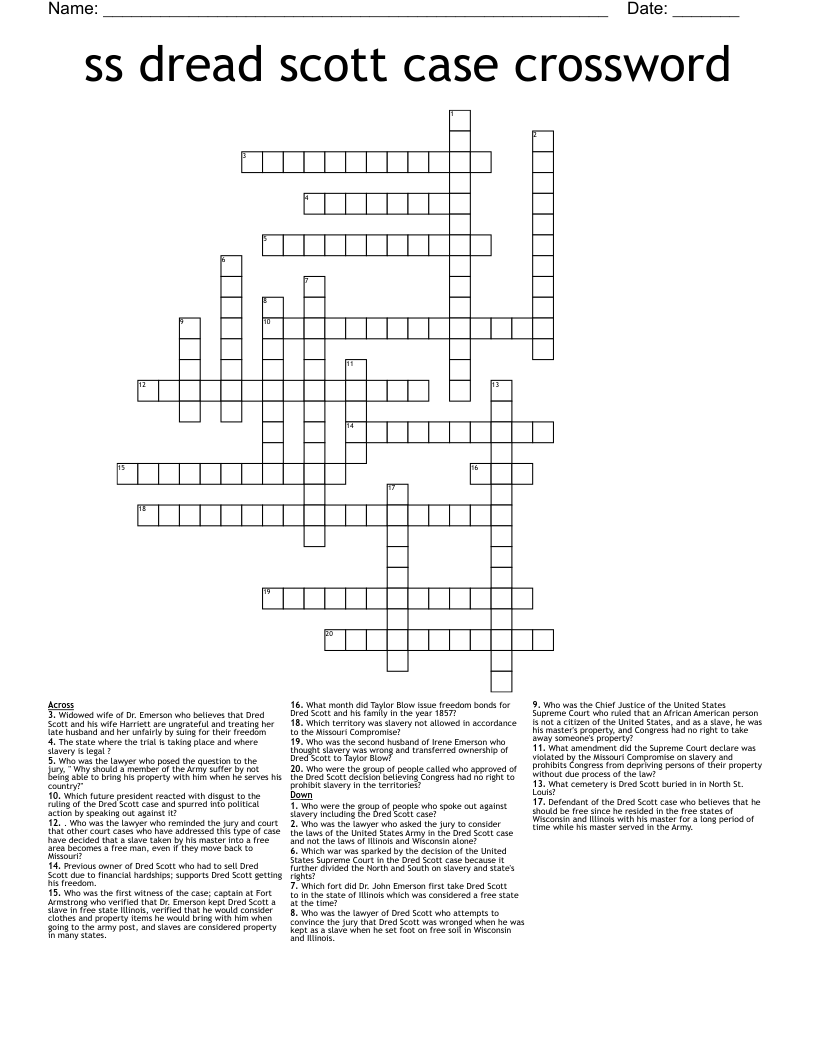 ss dread scott case crossword