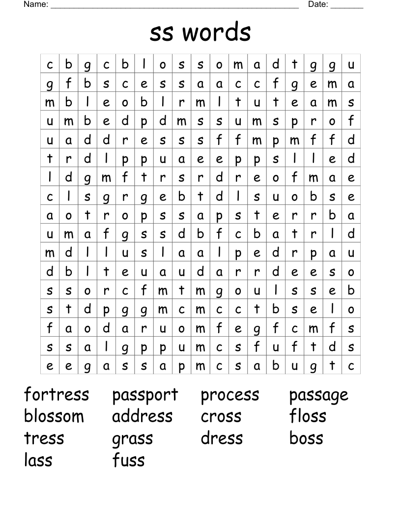 ss words Word Search