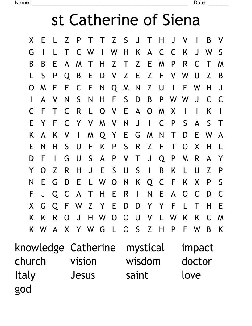 st Catherine of Siena  Word Search