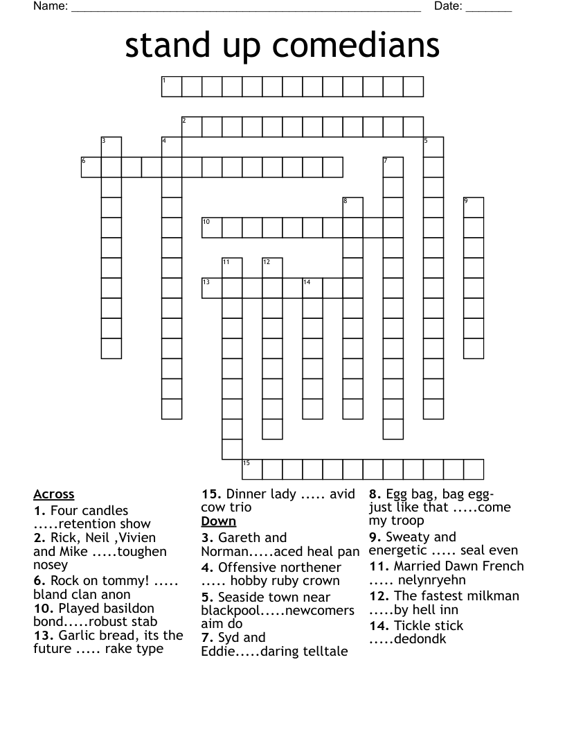 stand up comedians Crossword