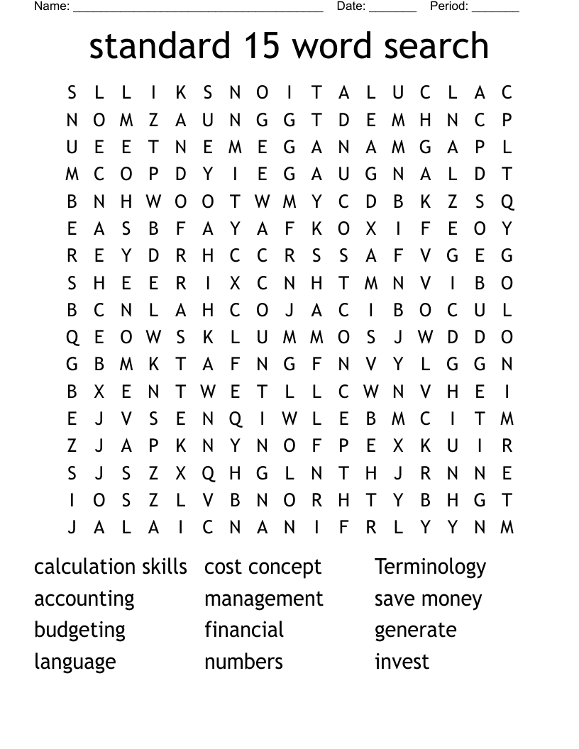 standard 15 word search 