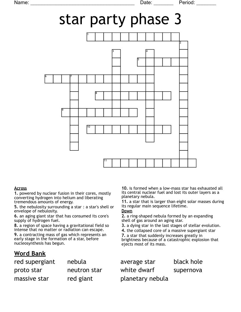 star party phase 3  Crossword