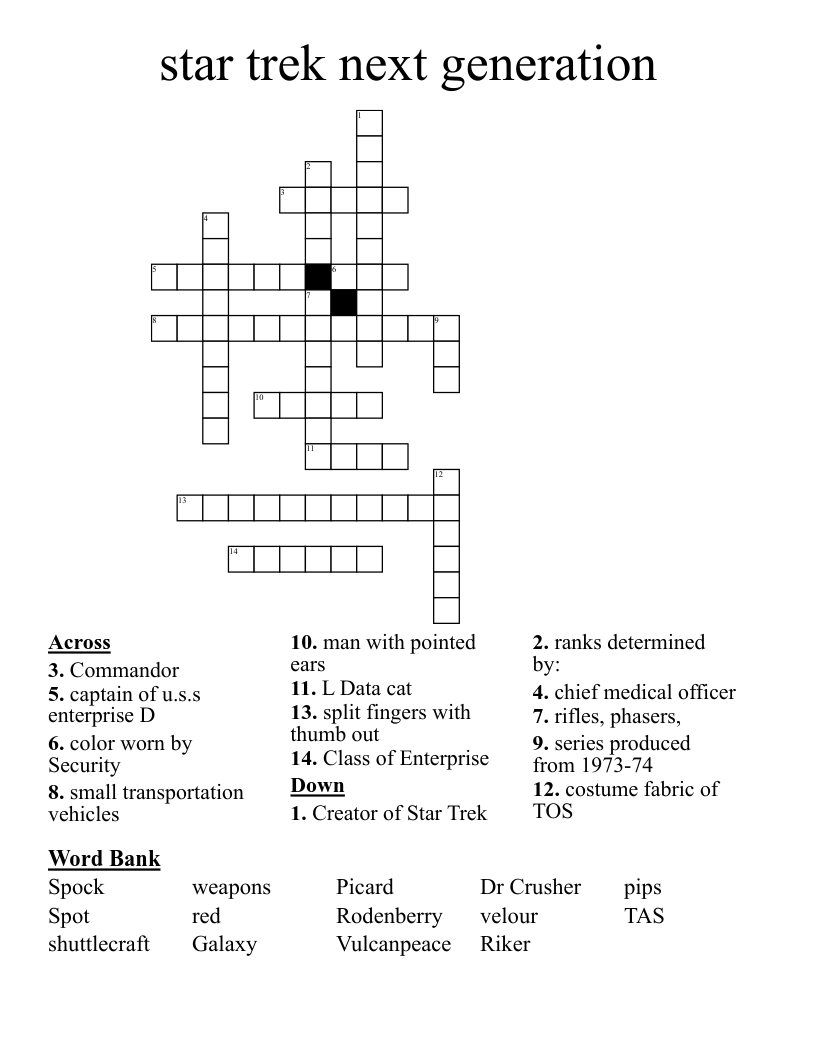 star trek next generation Crossword