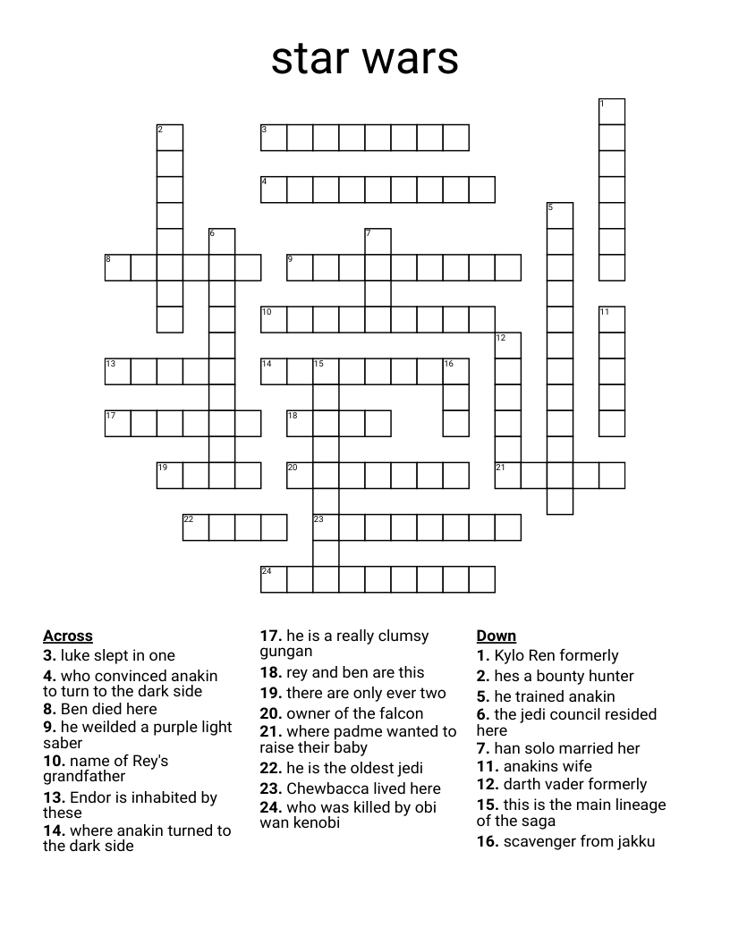 star wars Crossword