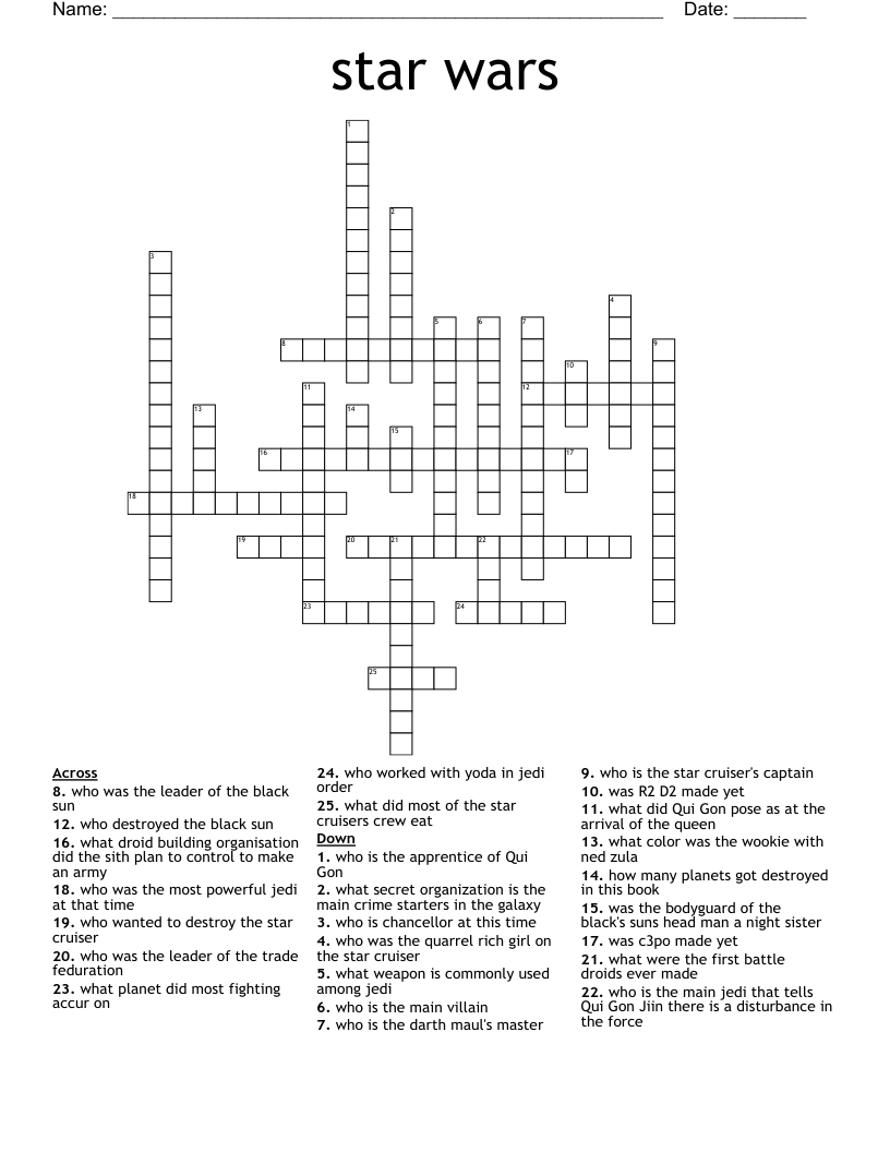 star wars Crossword
