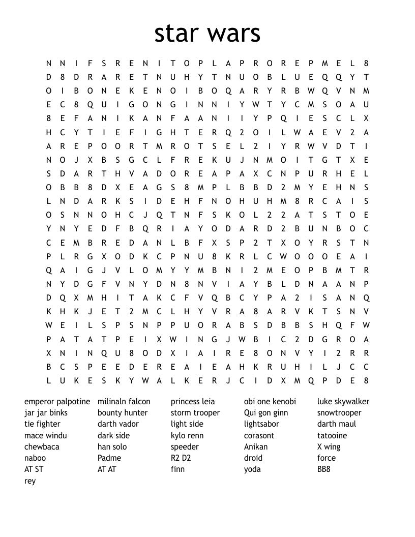 star wars Word Search