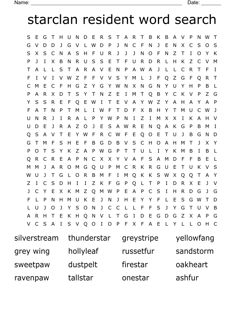 starclan resident word search 
