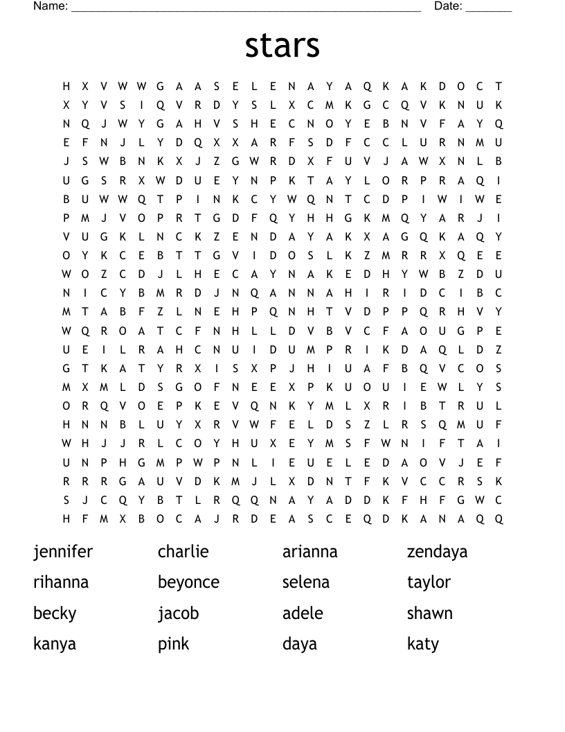 stars Word Search