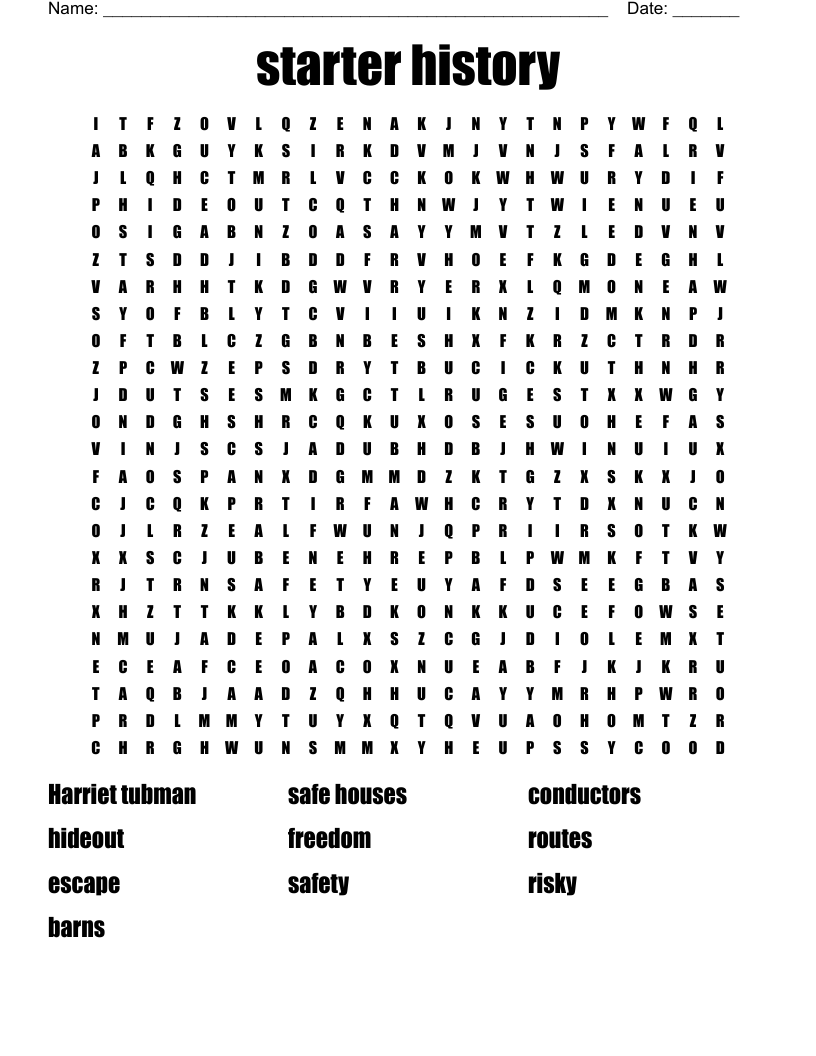 starter history Word Search