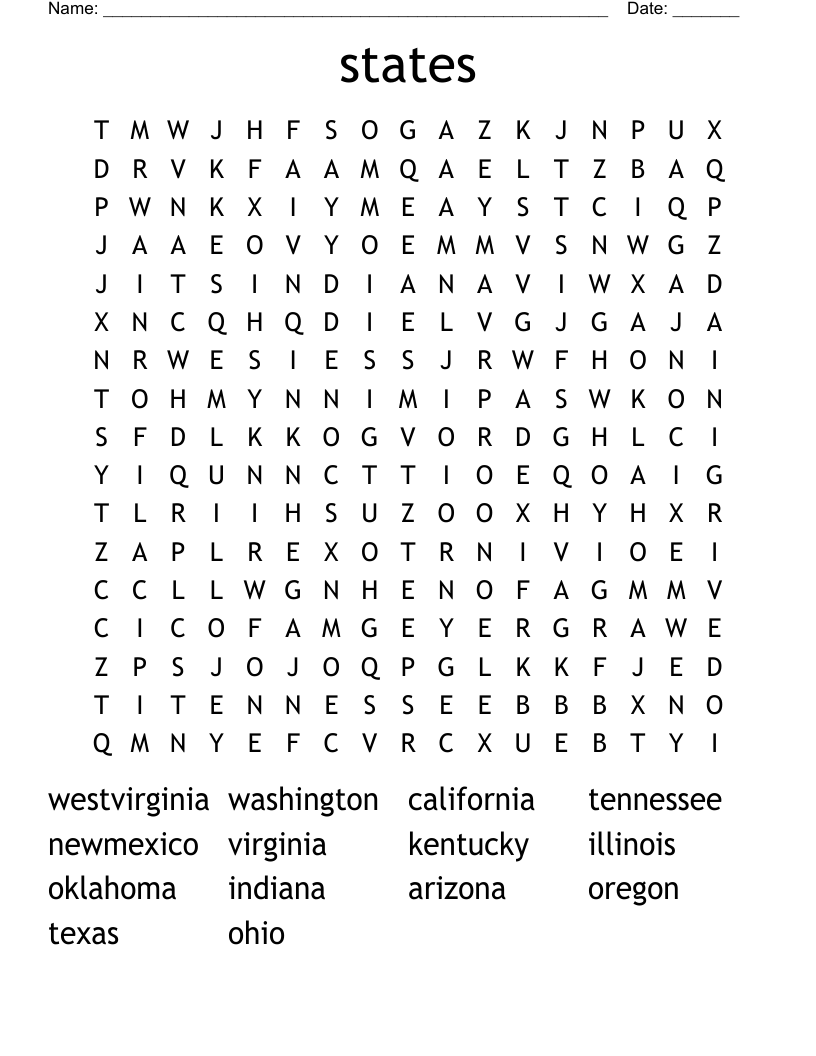 states Word Search