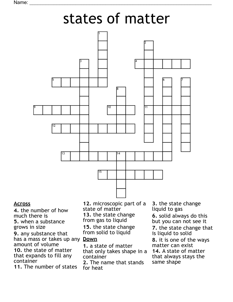 states of matter Crossword