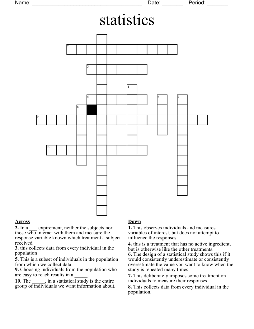 statistics Crossword
