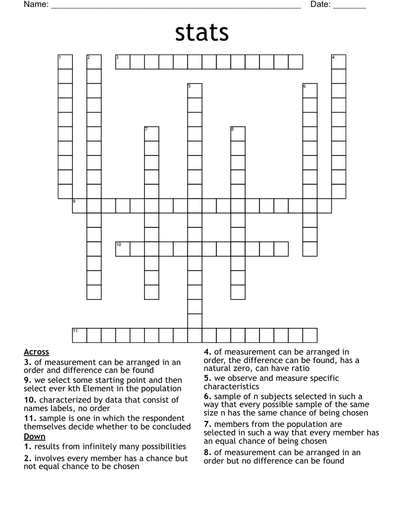 stats Crossword