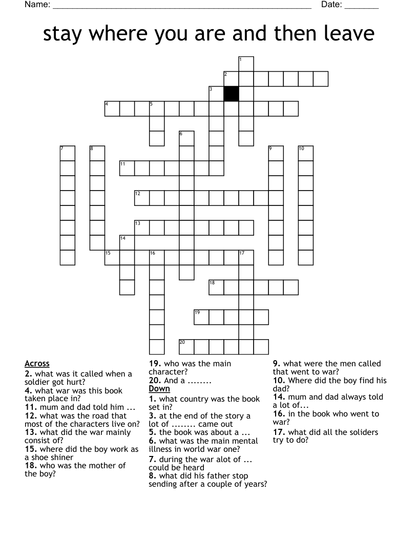 stay where you are and then leave Crossword