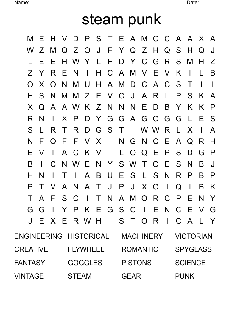 steam punk Word Search