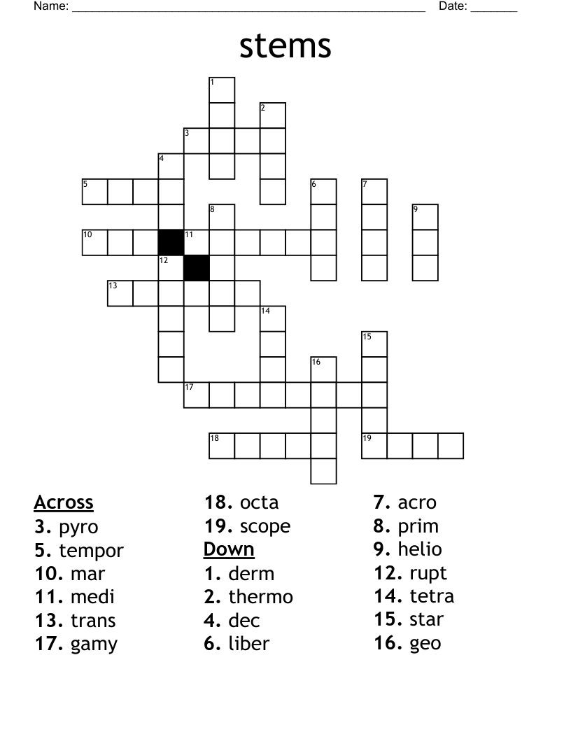 stems Crossword