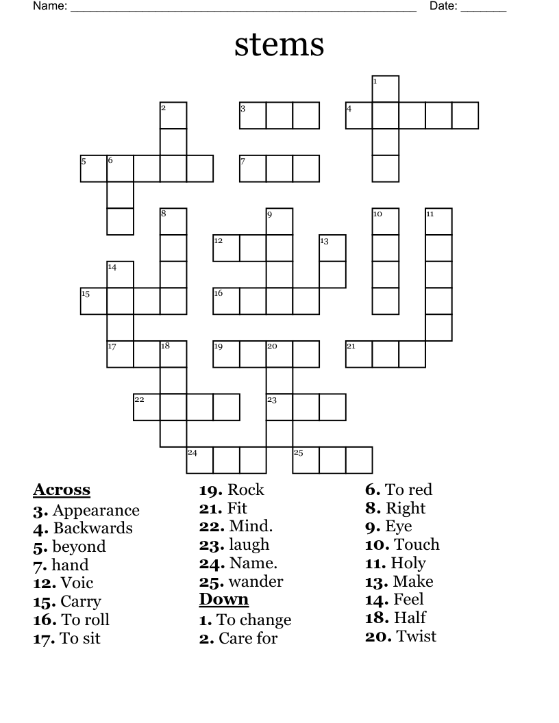 stems Crossword