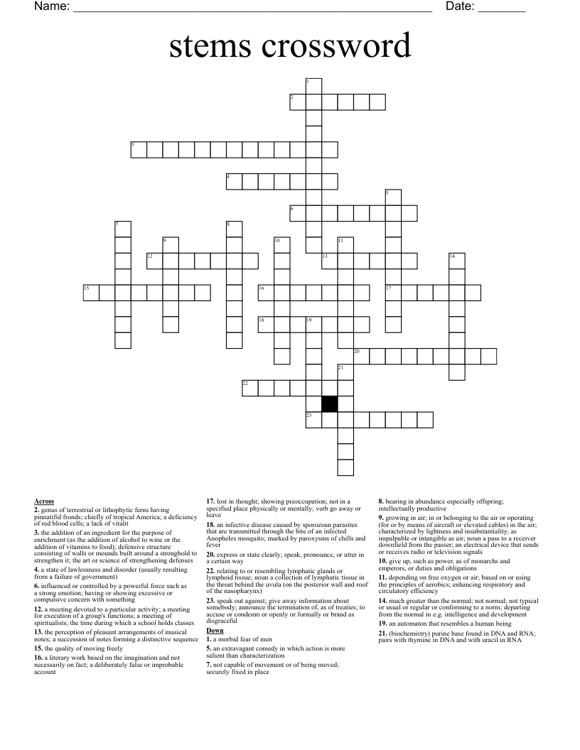 stems crossword