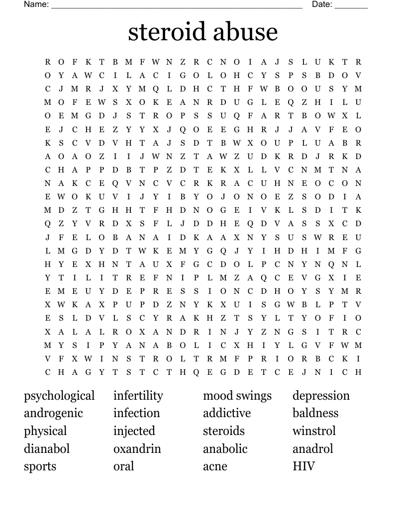 steroid abuse  Word Search