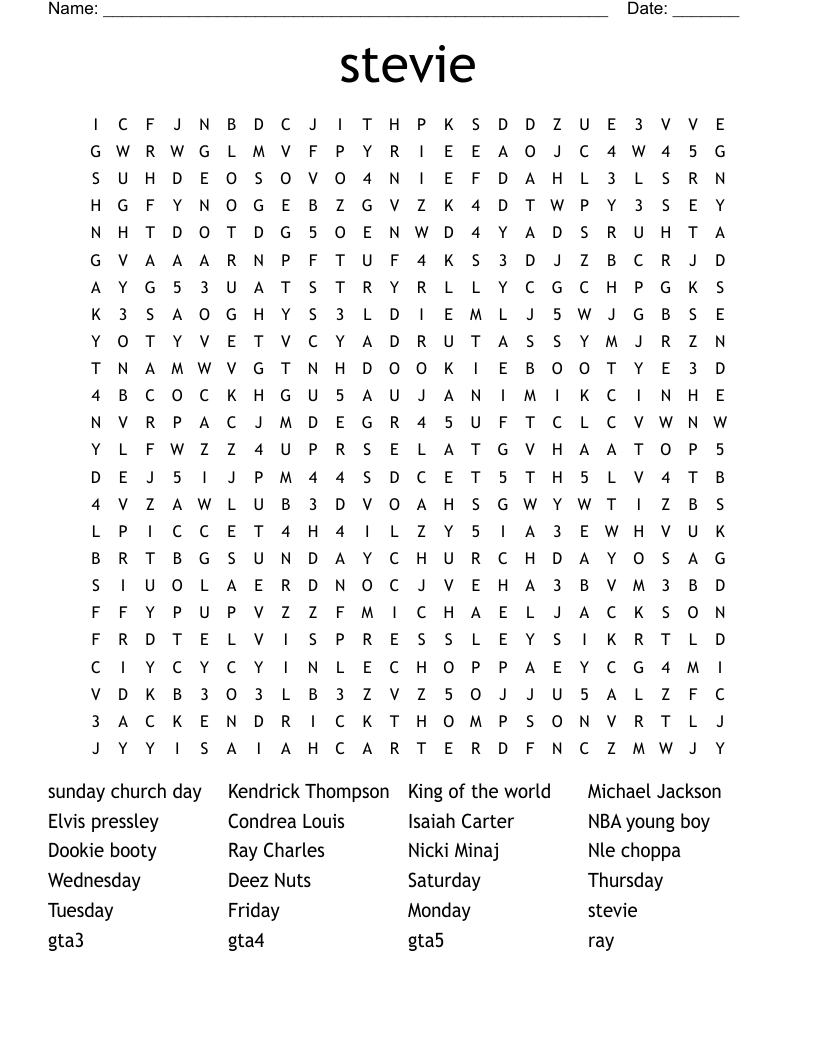 stevie Word Search