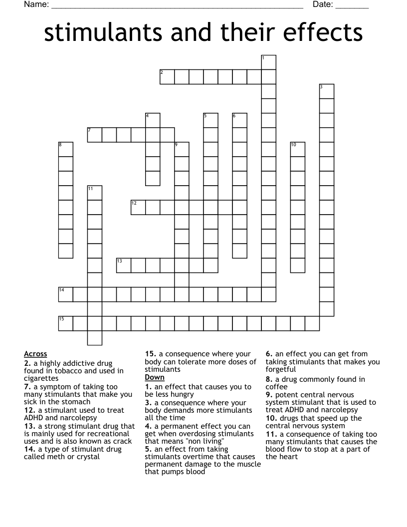 stimulants and their effects Crossword