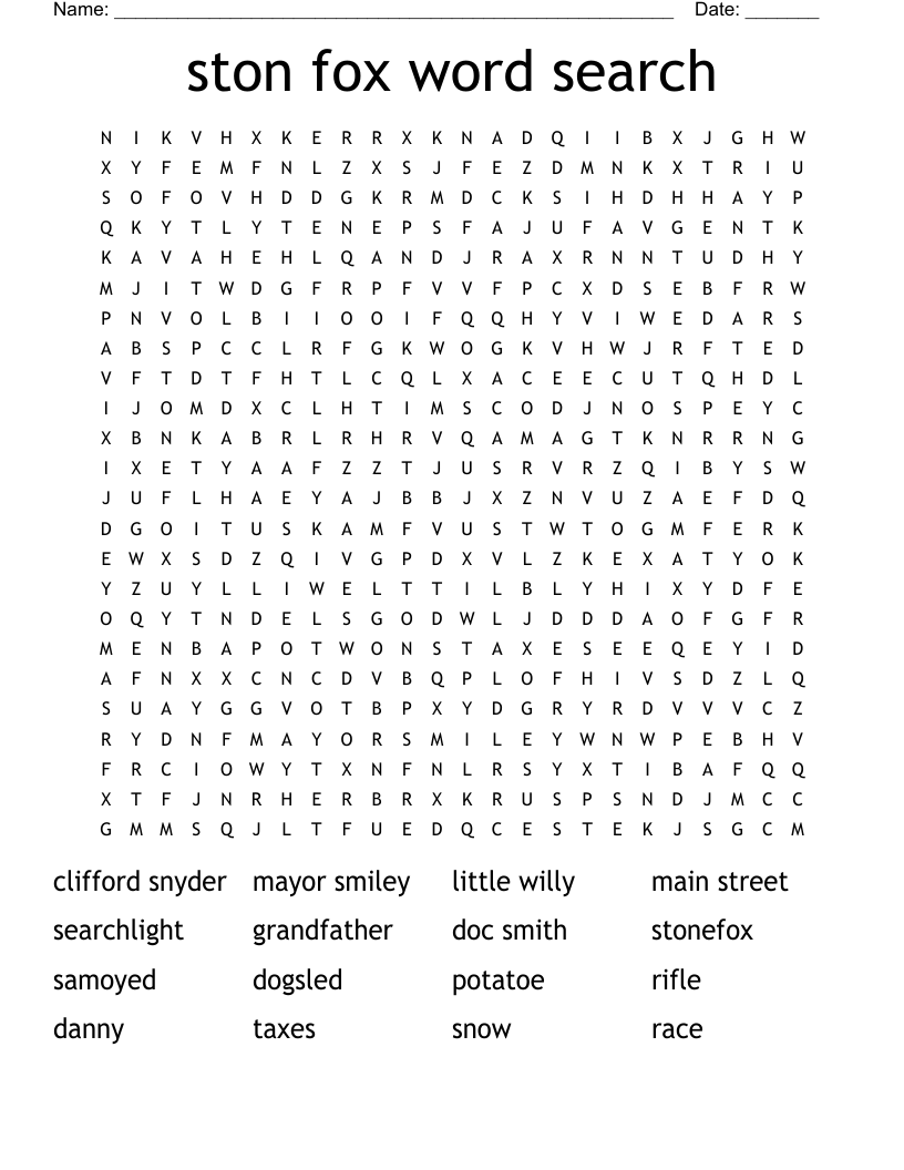 ston fox word search