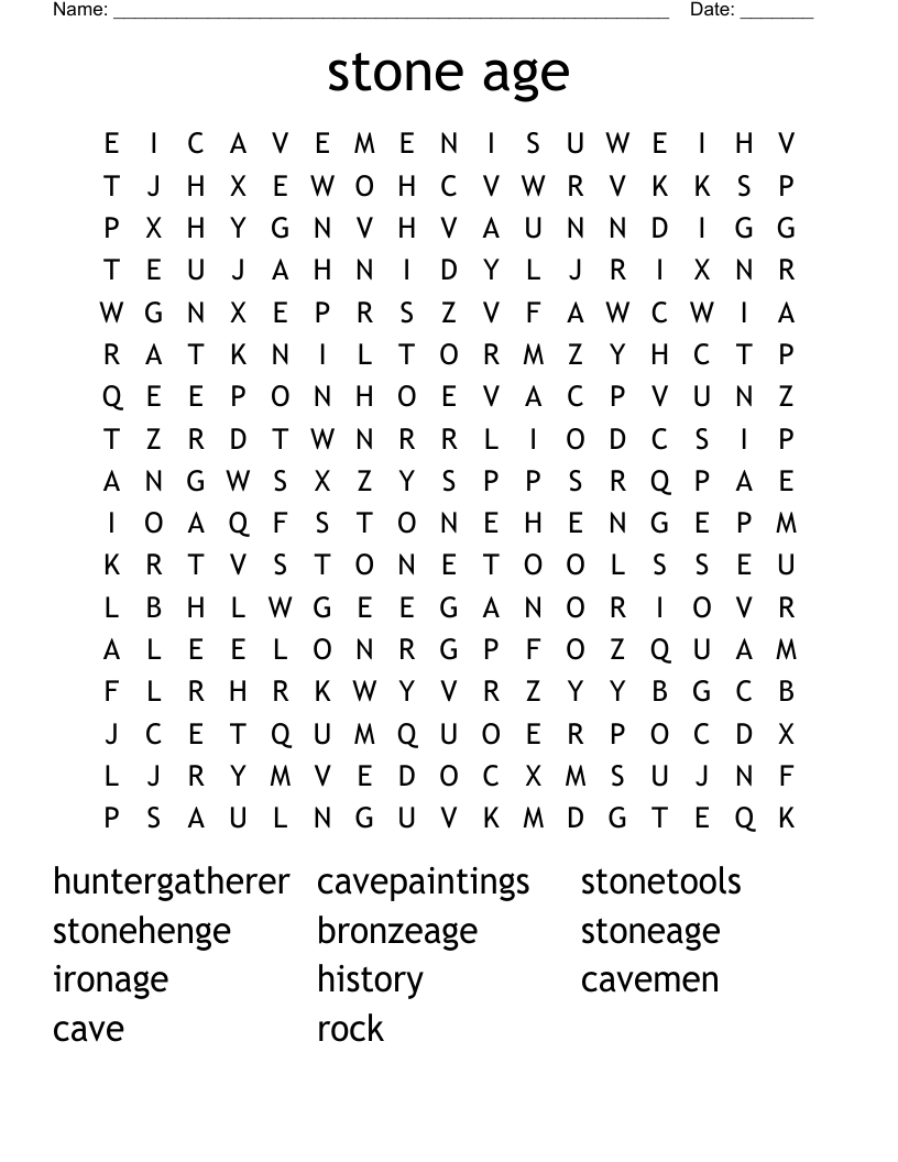stone age Word Search
