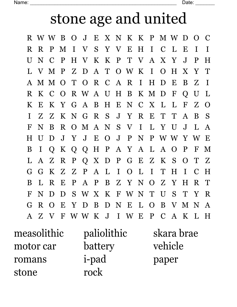 stone age and united Word Search