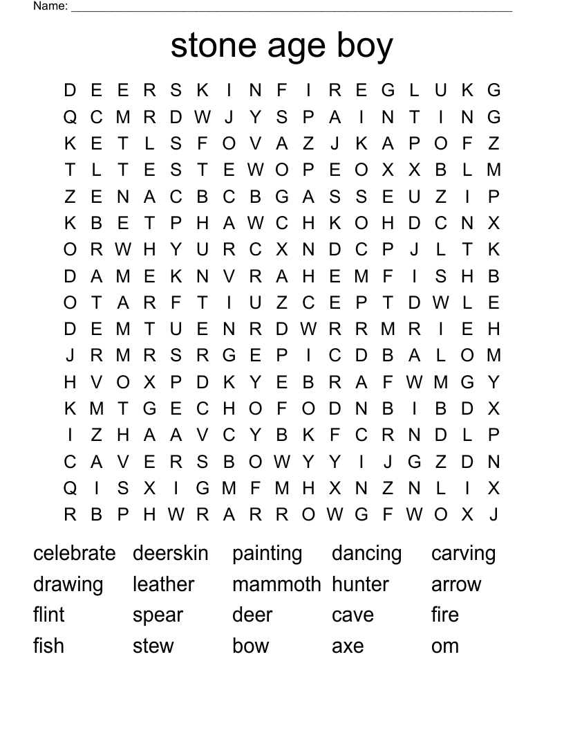 stone age boy Word Search