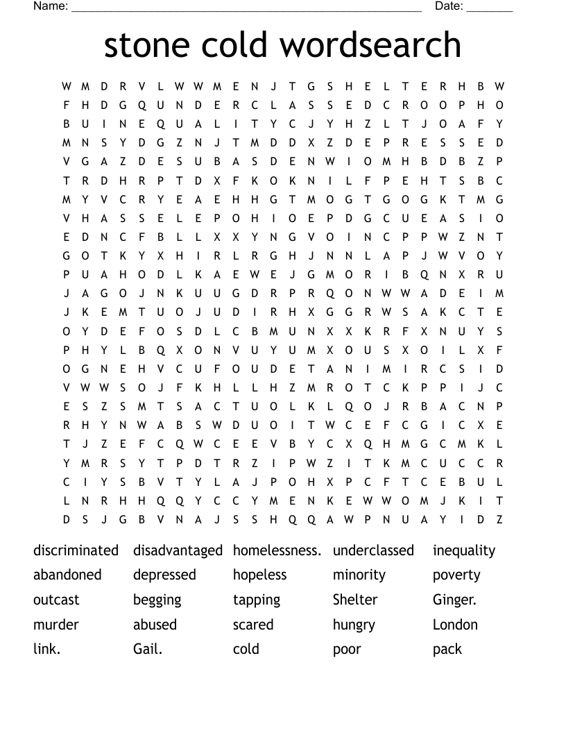 stone cold wordsearch