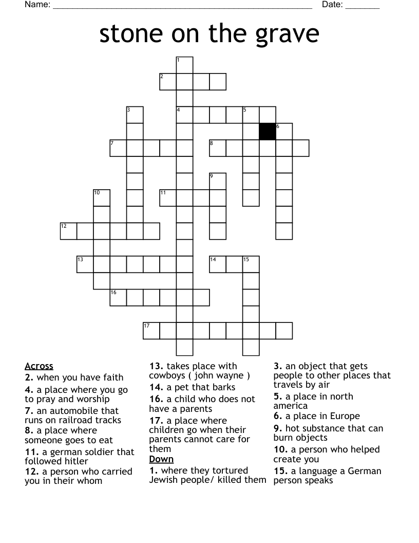 stone on the grave Crossword