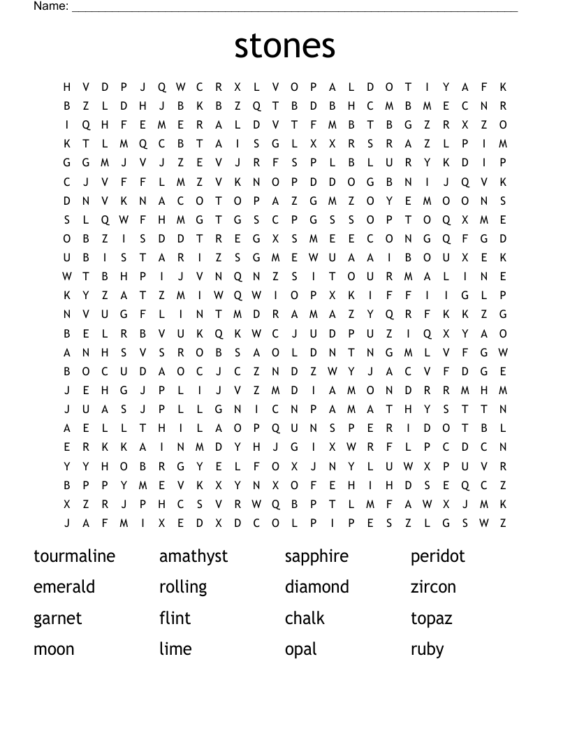 stones Word Search