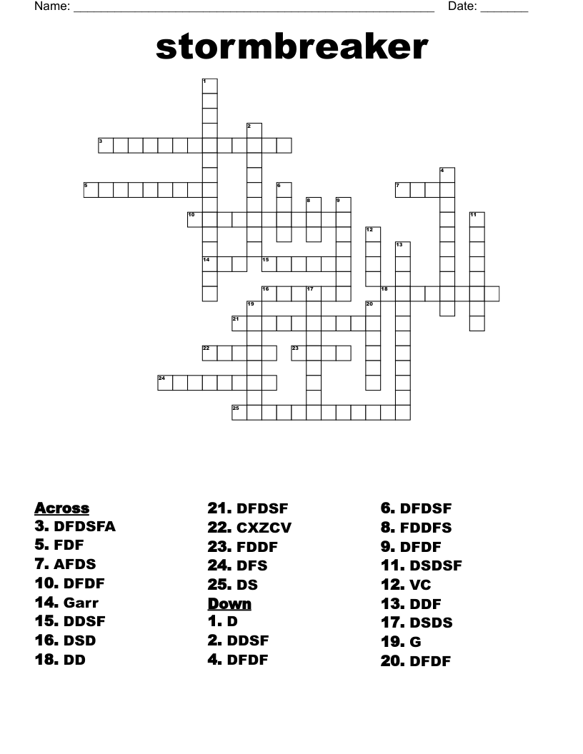 stormbreaker Crossword