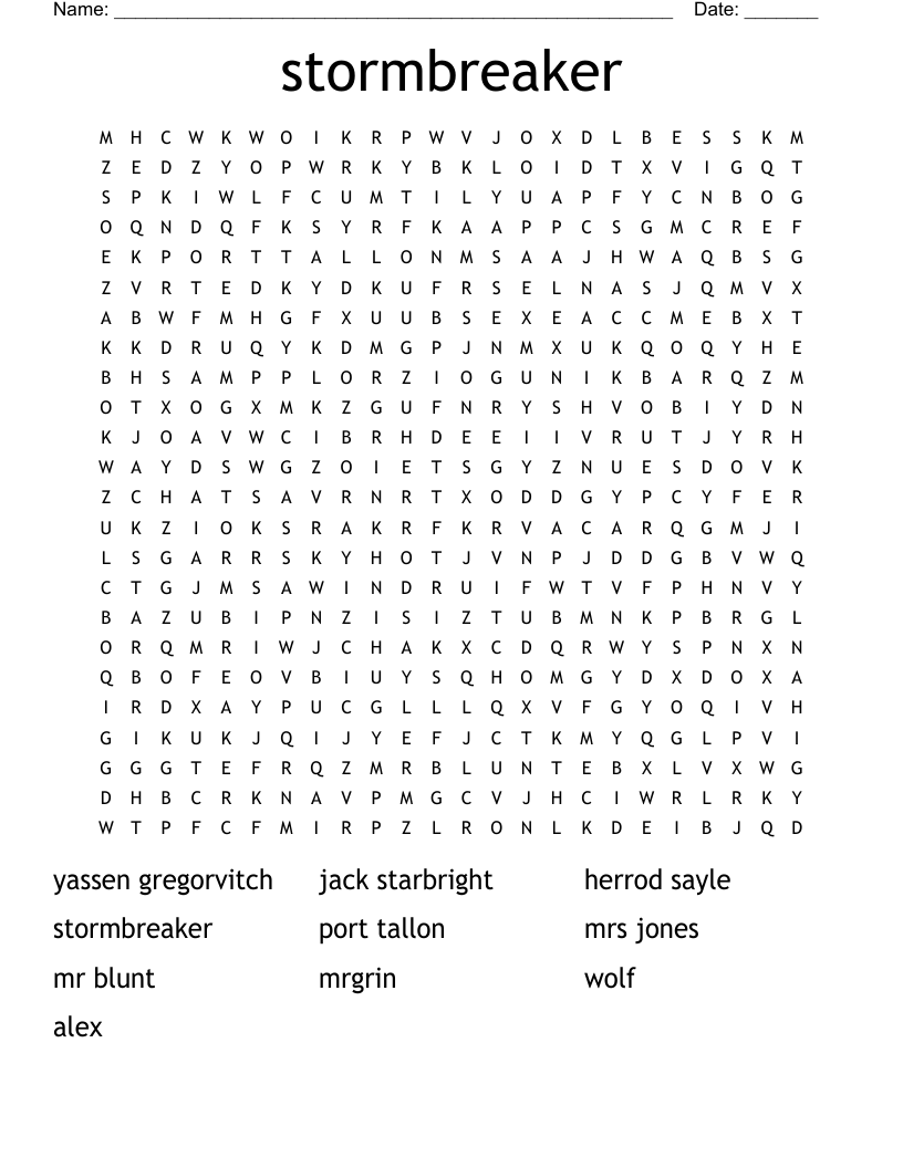 stormbreaker Word Search