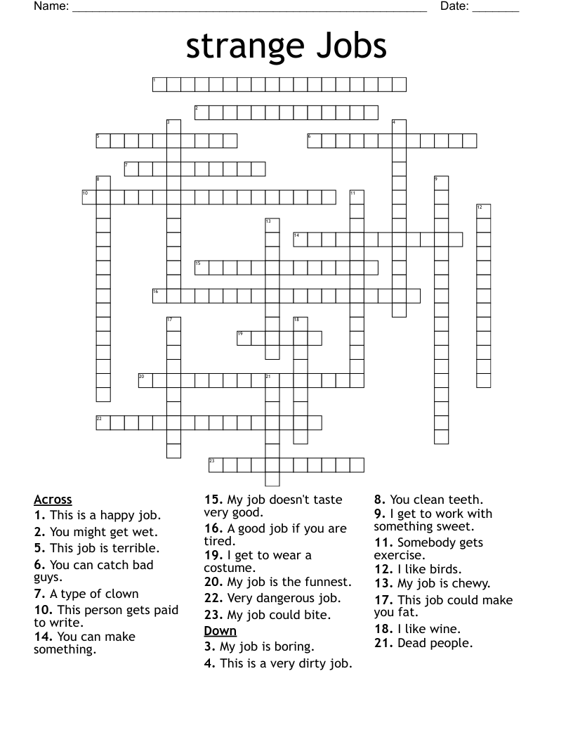 strange Jobs Crossword