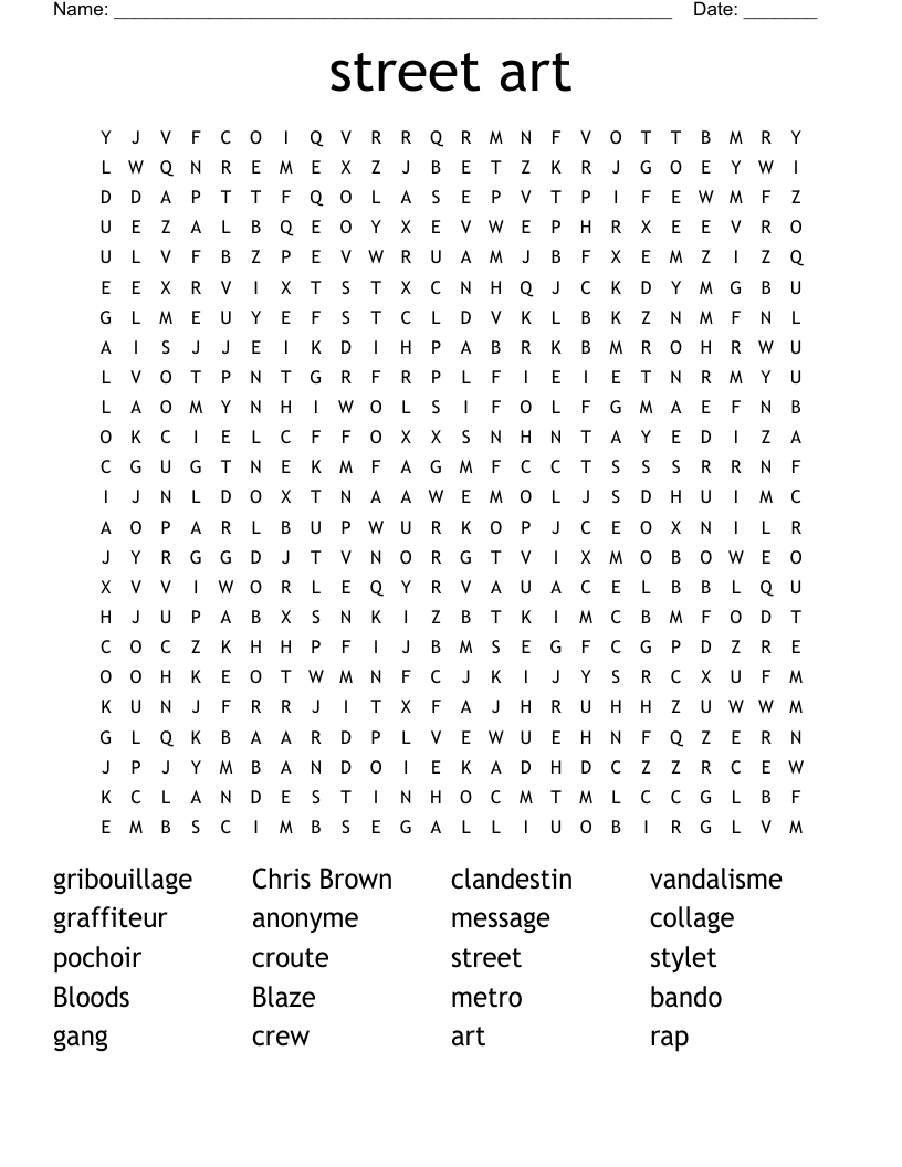 street art Word Search