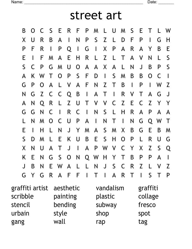 street art  Word Search