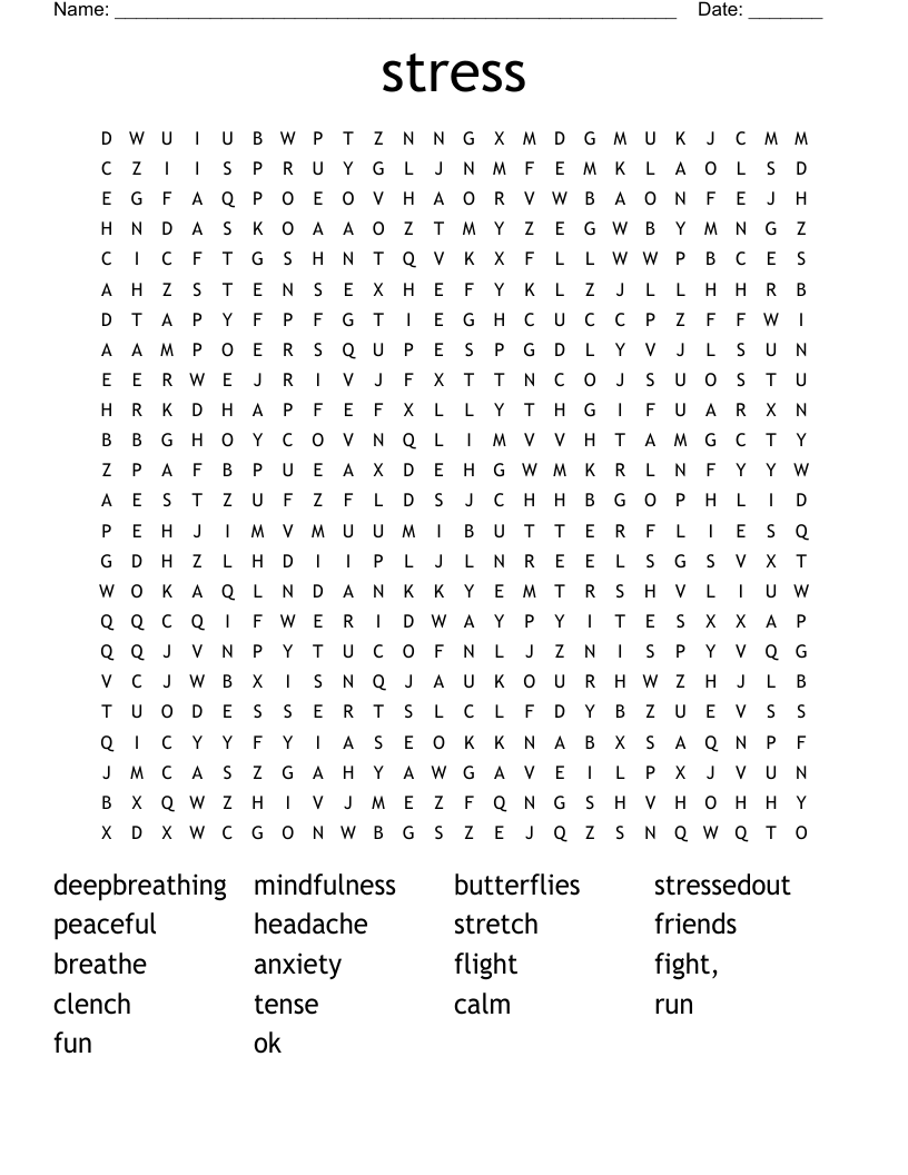 stress Word Search