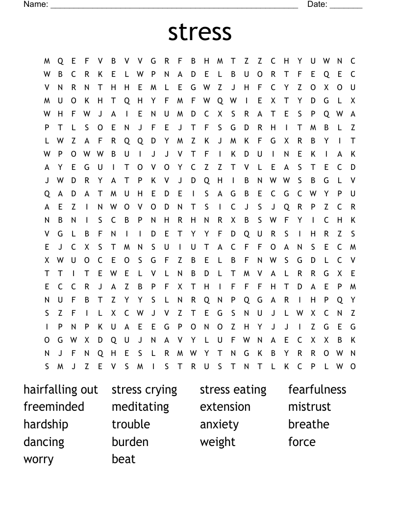 stress Word Search