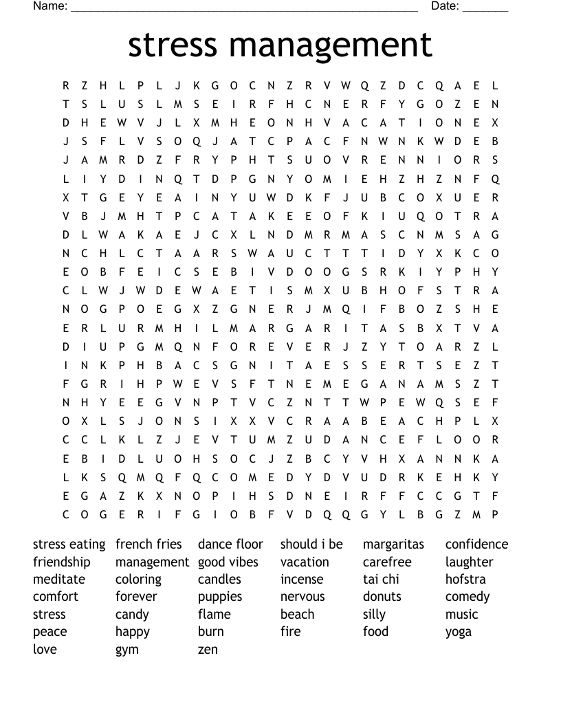 stress management  Word Search